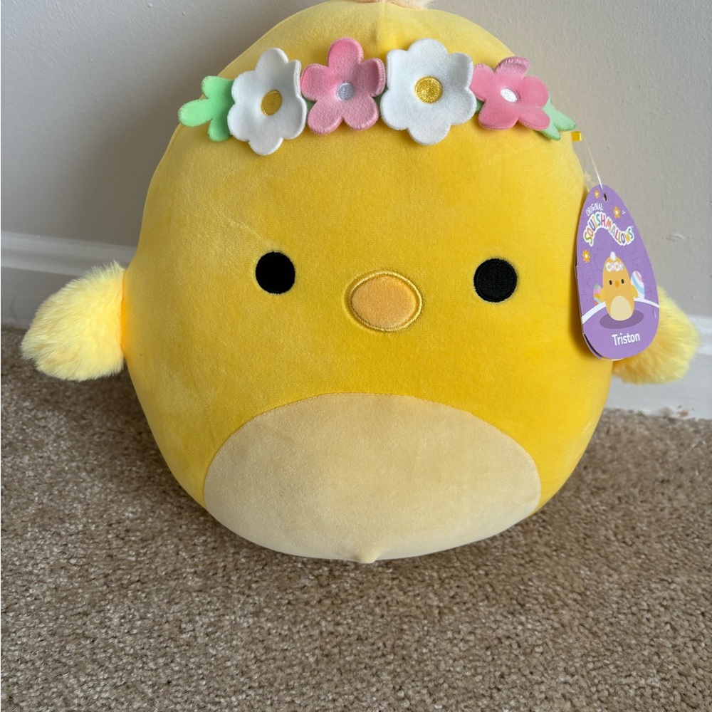 Original Squishmallows Triston The Chick Easter Yellow Plush Toy 11 inches